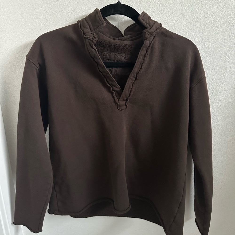 Frank & Eileen Patrick Popover Henley Triple Fleece in Brown